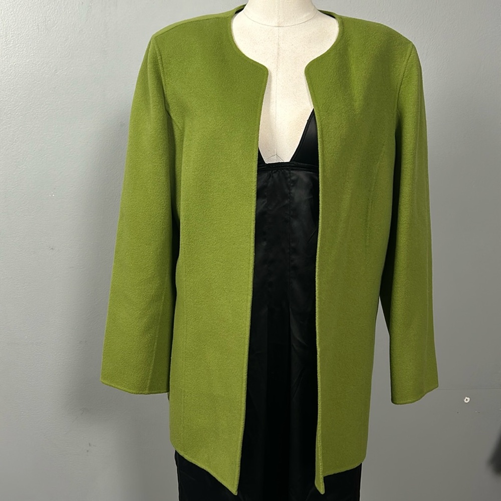 Talbots size 16 women’s avocado green wool open front blazer